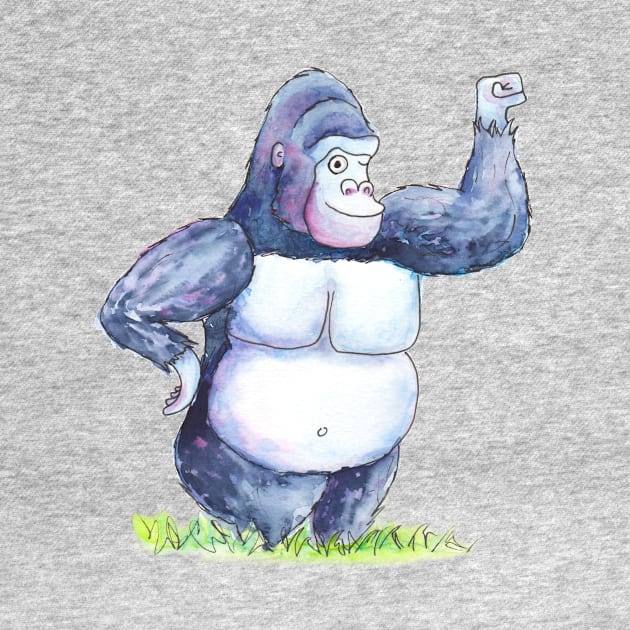 Gorilla cartoon watercolour illustration by Richard Stelmach Art